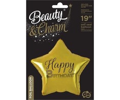 GoDan Happy Birthday folija balionas aukso žvaigždė