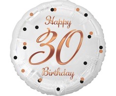GoDan BALON foliowy Happy 30 Birthday balta 18 cali