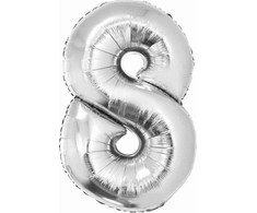 GoDan Folinis balionas skaičius “8” sidabro spalvos