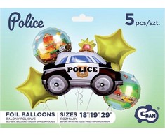 GoDan folijos balionų rinkinys „Policija“, 5 vnt.