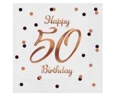 GoDan Serwetki B&amp;C Happy 50 Birthday balta 33x33 20szt