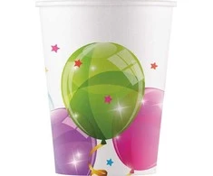 GoDan Blizgantys balionai popieriniai puodeliai 200 ml 8 vnt. Godanas