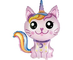GoDan Foil balionas 24" FX - Magic cat (rožinė), supakuotas