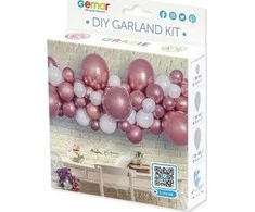 „GoDan DIY“ baliono girlianda rožinė ir auksinė. 65 balionai + kaspinas