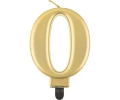 GoDan Number žvakė 0, metalinė auksinė, 8,0 cm PF-SCZ0