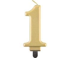 GoDan žvakė numeris 1, metalinė auksinė, 8,0 cm PF-SCZ1