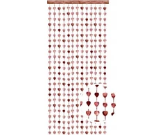 Party Deco Rausvos folijos užuolaida-lietutis "Širdelės" 100*245cm