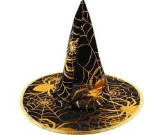 GoDan Kapelusz czarownicy ze złotą pajęczyną na Halloween - S - 1 vnt. universalus