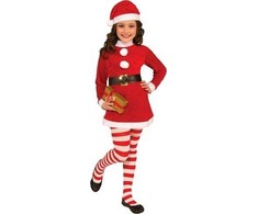 GoDan Rinkinys Santa Girl Role-Play (kepurė, suknelė, diržas, kojinės), dydis 7-9 metai
