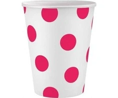 GoDan Popieriniai puodeliai su magenta taškeliais, 6vnt., 250ml