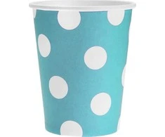 GoDan Popieriniai puodeliai mėlyna su baltais taškeliais, 6vnt., 270ml