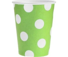 GoDan Popieriniai puodeliai pistacijų žalia su baltais taškeliais, 6vnt., 270ml