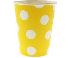 GoDan Popieriniai puodeliai geltoni su baltais taškeliais, 6vnt., 270ml