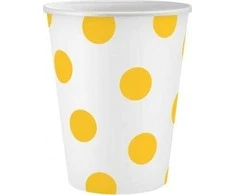 GoDan Popieriniai puodeliai su geltonais taškeliais, 6vnt., 250ml