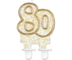 Gimtadienio žvakė numeris 80 blizgantis GODAN