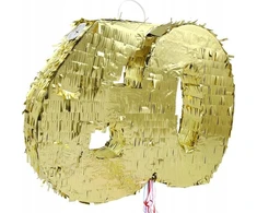 GoDan Piñata numeris 60 metalinė auksinė folija 50x50cm