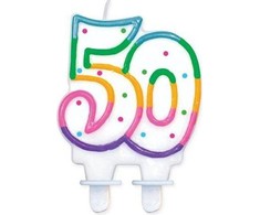 GoDan skaičių žvakė „50“ su taškeliais (8 cm)