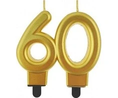 GoDan ŚWIECZKA cyfra 60 metalik auksinė 8 cm