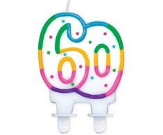 GoDan skaičių žvakė „60“ su taškeliais (8 cm)