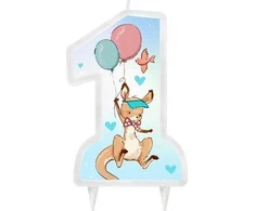 GoDan Skaičius 1 žvakė su mėlyna kengūra - 10 cm - 1 pc. universalus