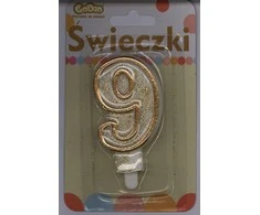 GoDan Candle DIGITAL 9 gimtadienis, auksinis kontūras