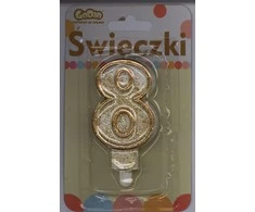 GoDan Candle DIGITAL 8 gimtadienis, auksinis kontūras