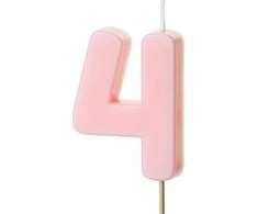 GoDan Gimtadienio žvakutė su smeigtuku nr 4 rausva 5,5cm