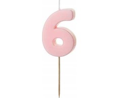 GoDan Gimtadienio žvakutė su smeigtuku nr 6 rausva 5,5cm