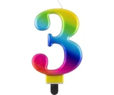 GoDan Gimtadienio žvakė "3", daugiaspalvė 8cm