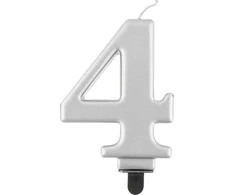 GoDan Gimtadienio žvakė "4" sidabro 8cm