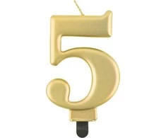 GoDan Candle number 5, metalinė auksinė, 8,0 cm PF-SCZ5
