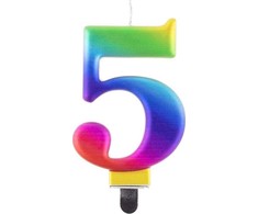 GoDan Świeczka urodzinowa "5" multikolor 8cm