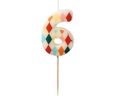 Party Deco PartyDeco gimtadienio žvakė Nr. 6, rombo formos, 55 cm, mišinio spalva 67288