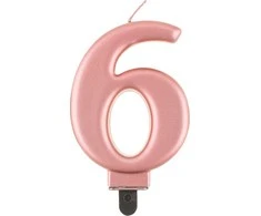 GoDan Świeczka urodzinowa "6" rožinė-auksinė 8cm