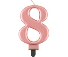 GoDan Świeczka urodzinowa "8" rožinė-auksinė 8cm