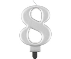 GoDan Gimtadienio žvakė "8" sidabro 8cm