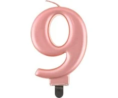 GoDan gimtadienio žvakė "9" rožinio aukso 8cm