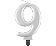 GoDan Gimtadienio žvakė "9" sidabro 8cm