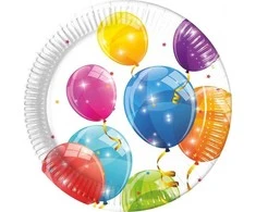 GoDan Eco popierinės lėkštės su spalvotais balionais 23cm