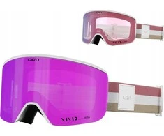 Gogle žieminiai GIRO ELLA Baltas LX STRIPE (szyba VIVID Rožinis 00% S3 + VIVID INFRARED 62% S1) (NEW 2024/2025)