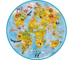 Dėlionė Goki Medinė galvosūkį vaikams - World XXL, žaislas montesori