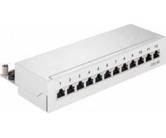 Goobay CAT 5e mini / darbalaukio pataisų skydelis, 12 prievadų – pilkos spalvos versija