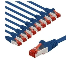 Goobay CAT 6 kabelis krosowy, S/FTP (PiMF), 1 m, mėlyna, rinkinys 10 - Kabelio ilgis 1 m
