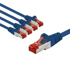 Goobay CAT 6 kabelis krosowy, S/FTP (PiMF), 1 m, mėlyna, komplektas 5 - Długość kabla 1 m