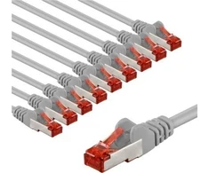 Goobay CAT 6 kabelis krosowy, S/FTP (PiMF), 1 m, pilka, komplektas 10 - Długość kabla 1 m