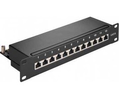 Goobay CAT 6 komutacinė panelė 10 colių (25,4 cm), 12 prievadų – juodos spalvos