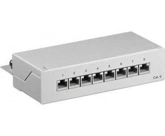 Goobay CAT 6 mini/desktop patch panelė, 8 prievadai – Pilka spalvos versija