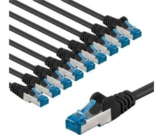 Goobay CAT 6A kabelis krosowy, S/FTP (PiMF), 2 m, juoda, komplektas 10 - Długość kabla 2 m