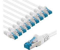 Goobay CAT 6A pataisomasis kabelis, S/FTP (PiMF), 1 m, baltas, rinkinys 10 - Kabelio ilgis 1 m