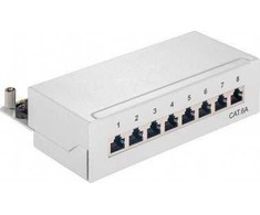 Goobay CAT 6a mini/darbalaukio pataisų skydelis, 8 prievadai – pilkos spalvos versija